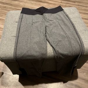 Gray and black capri workout leggings